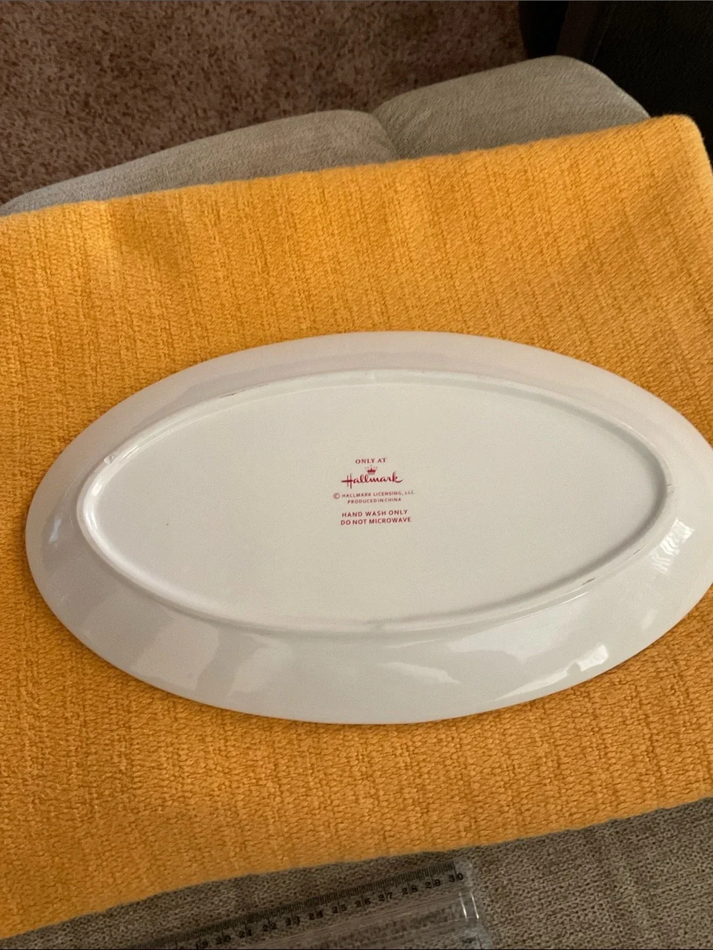 Hallmark White Christmas Tree & Snowflakes Embossed Oval Serving Platter